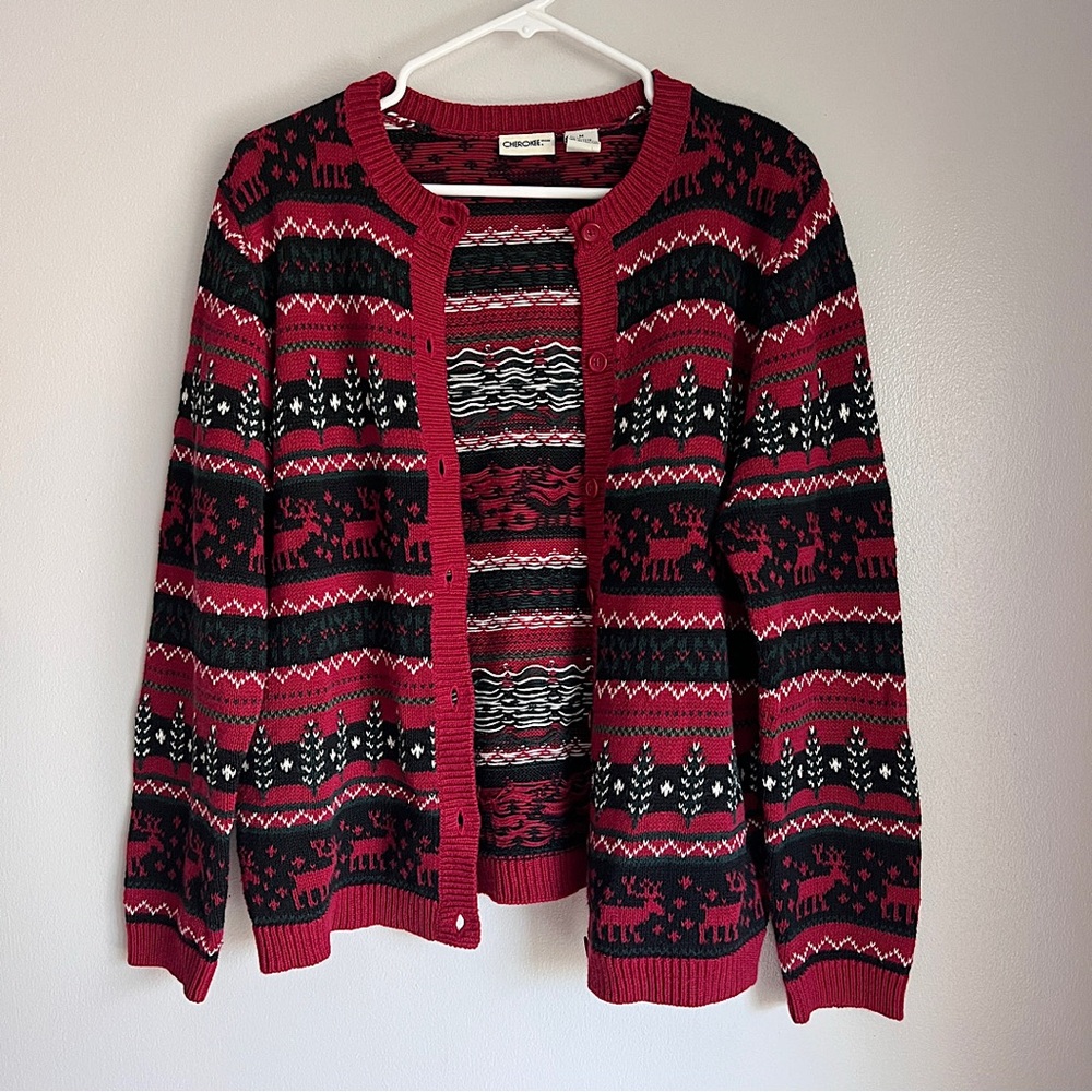 Vintage Cherokee Knit Christmas Cardigan Sweater
